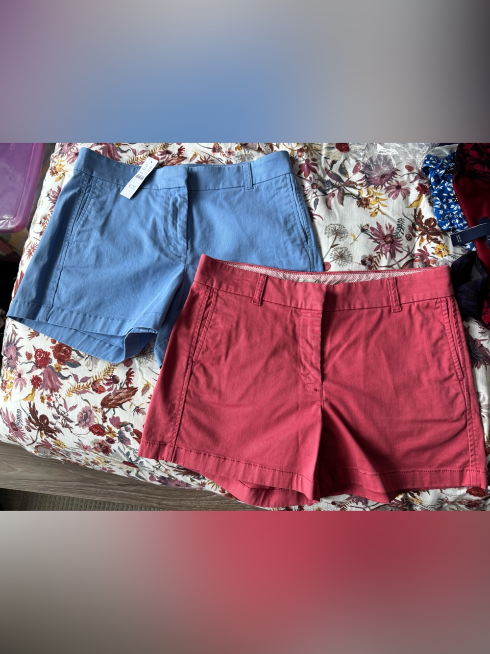 Women's size 8 J Crew Cotton Blend chino Shorts - Blue (nwt) and Red
